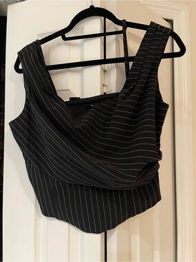 Express Black Pinstripe Draped Cowl Neck Camisole